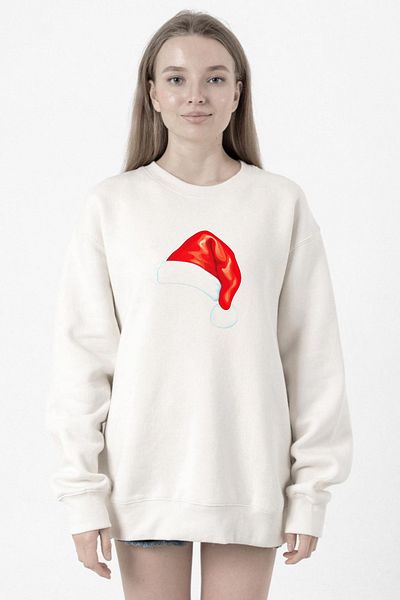 Tshirthane Watercolor Christmas Hat White Women's 2Ip Sweatshirt