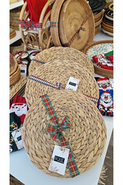 Bohe Collection Supla Amerikan Servis Dekor Su Sümbülü Hasır Örme 4 Adet 30cm