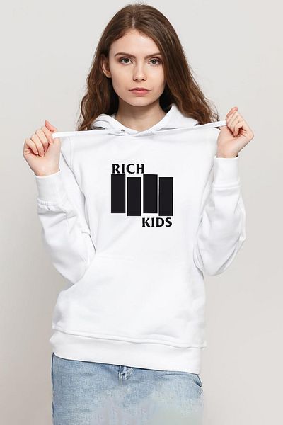 Tshirthane G-Dragon Rich Kids White Women's 3Ip Hooded Sweatshirt