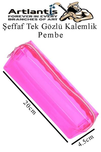 Artlantis Şeffaf Kalemlik 1 Adet Tek Gözlü Transparan Kalem Kutusu Fosforlu R...