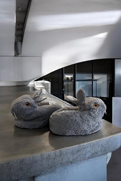 HAKKE Tavşan Figürlü Peluş Panduflu Unisex Ev Terliği