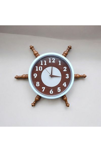 Bahat Wooden Nostalgic Sailor Sailor Rudder Wall Living Room Office Clock Diameter 36 cm