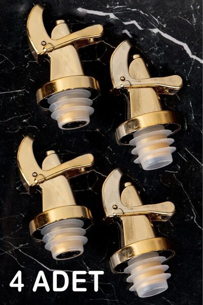 Tiesa Home 4 Adet Damlatmaz Yağdanlıklık Sirkelik Şişe Ucu Kapağı Tıpası Gold