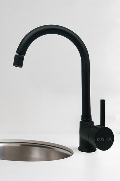 KUSTAR Black Santa 360 Degree Swivel Head Stick Sleeve Kitchen Sink Faucet