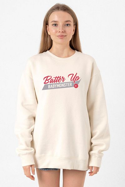 Tshirthane Babymonster Batter up Ecru Women's 2Ip Sweatshirt