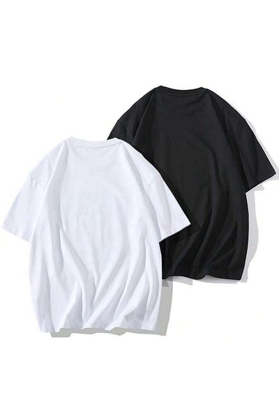 DEEPSENCE Μπλουζάκι Unisex Oversize 2 τεμαχίων - Ποδοσφαιριστής Βαμβακερό Μαύρο Λευκό
