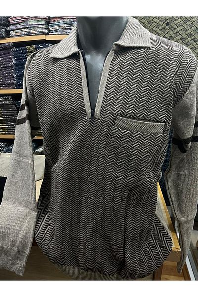 TCR Men's Knitwear Half Zipper Pocket Patterned Sweater