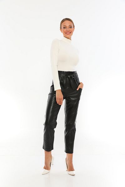 Basics&More Women's Black Leather Pants