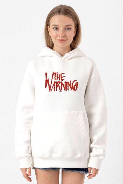 Tshirthane The Warning Logo White Women's 3Ip Hooded Sweatshirt