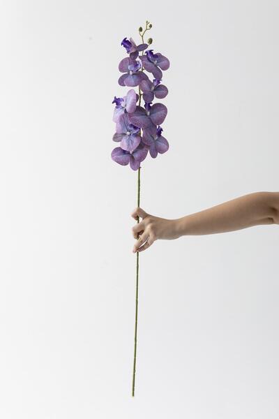 Güleç Yapay Çiçek Yapay Islak Orkide Çiçeği Mor Tek Dal