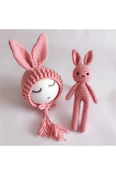 OEM Set de caciulita cu iepuras pentru nou-nascut,Roz