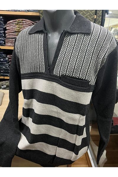 TCR Men's Knitwear Half Zipper Pocket Patterned Sweater