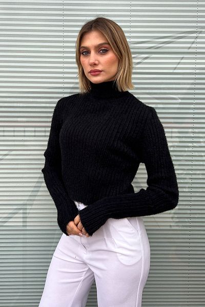 ModaPlaza Pulover Crop Fisherman pentru femei 6627