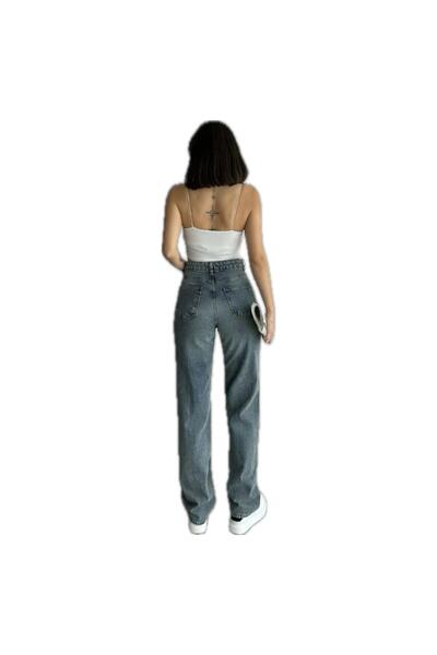 Butik Women's Palazzo Blue Custom Snow Wash High Waist Wide Leg Jeans