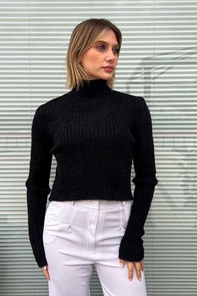 ModaPlaza Pulover Crop Fisherman pentru femei 6627