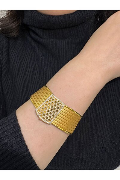 Recep Turan Kuyumculuk Taşlı Hasır Kelepçe 14 Ayar