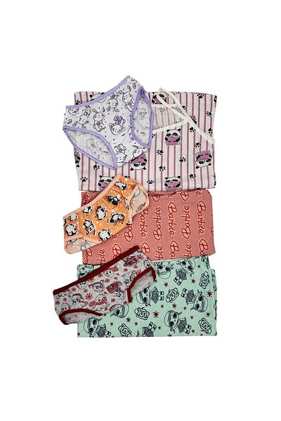 BEYAZTOPTAN Girl's Patterned Cotton Tank Top Slip Set 3 Pieces