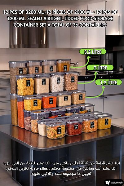 welcomein 36Pcs 108 Pieces 1,2-2,0-3,2 Liter Rectangular Food Range Storage Container Set Label - Spoon Gift