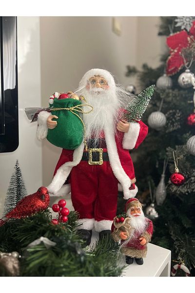 Ayd Home Santa Claus with Green Sack 45 cm Christmas New Year Newyear Christmas with Pine Agate