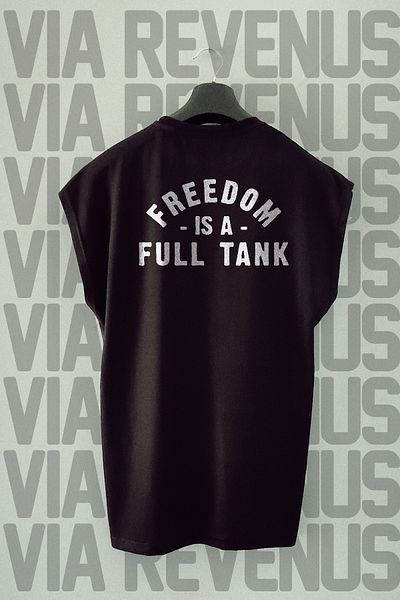 Vordevia Freedom Is a Full Tank / Biker Printed 100% Cotton Zero Sleeve Sports Tshirt