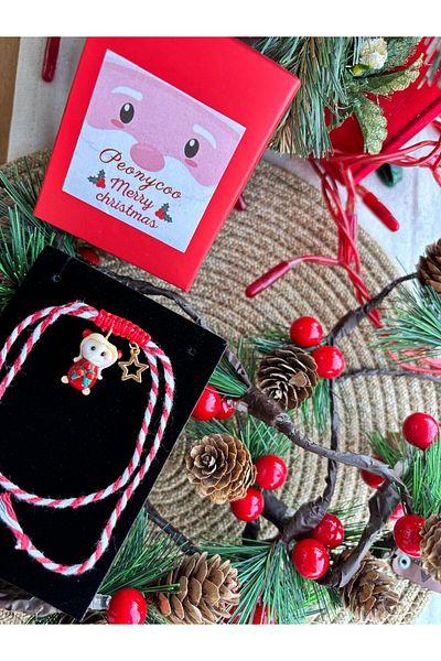 PEONY - peonyofficiall Christmas Themed Kokina Murano Glass Bracelet - Christmas Bracelet with Martenchia Drawstring