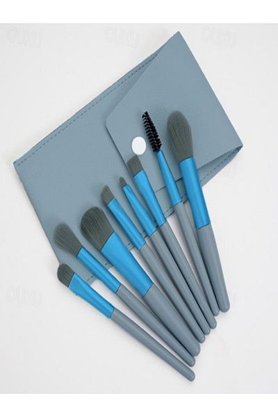 gaman Set de pensule de machiaj pentru fond de ten, pudră, fard de pleoape, Kabuki, pentru amestecare, cu geantă de 8 bucăți