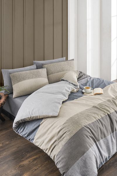 TABEA HOME Σετ Παπλωματοθήκη με Διπλό Σχέδιο - ΒΑΜΒΑΚΙ, ΜΕ ΦΥΛΛΑ