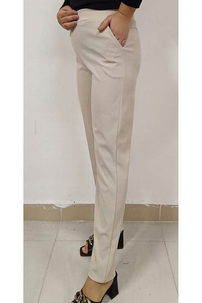 AKŞEN GİYİM Plus Size Women's Transverse Lycra Scuba Crepe Fabric Classic Cut Side Two Pockets Pants