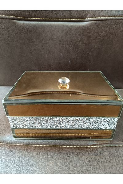 DEKOR ZÜCCACİYE HOME Jewelry Box with Stones with Gold Mirror
