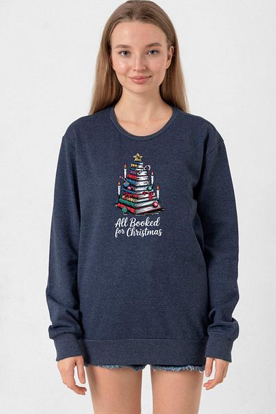 Tshirthane All Booked for Christmas Indigo Women's 2Ip Sweatshirt