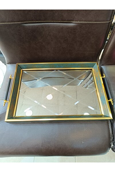 DEKOR ZÜCCACİYE HOME yeşil kesme aynalı tepsi