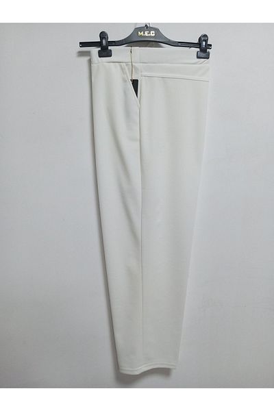 AKŞEN GİYİM Plus Size Women's Transverse Lycra Scuba Crepe Fabric Classic Cut Side Two Pockets Pants