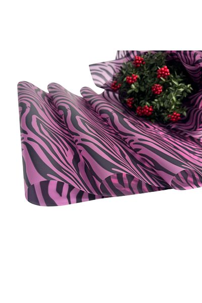 weloveis Zebra Patterned Pink Color Flower Bouquet Paper-Matte Opp 55X55Cm-10Pages
