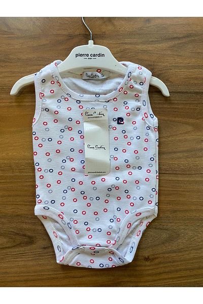 Pierre Cardin Sleeveless Patterned Snap Fastener Baby Bodysuit