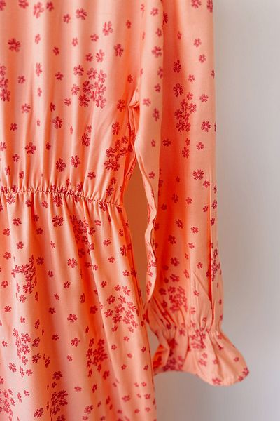 TabaBoutique Viscose Elastic Print Salmon Dress Tb210