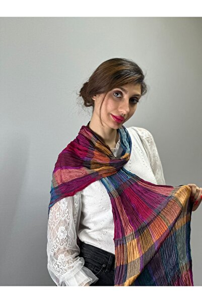 Gönülden Tasarım 160X50 Cm Eșarfă colorată în carouri pentru femei
