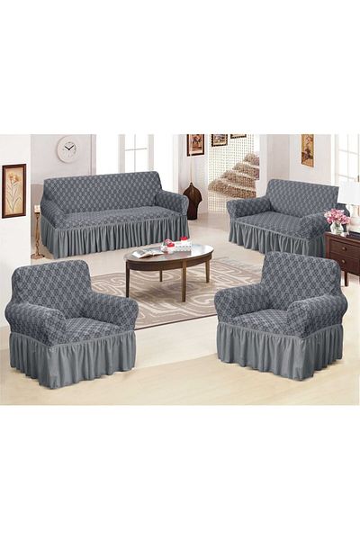 Evory Home Sofa Cover Jacquard 4 Pieces Set of 7 Seater (3+2+1+1) Slip Resistant Furniture Protector