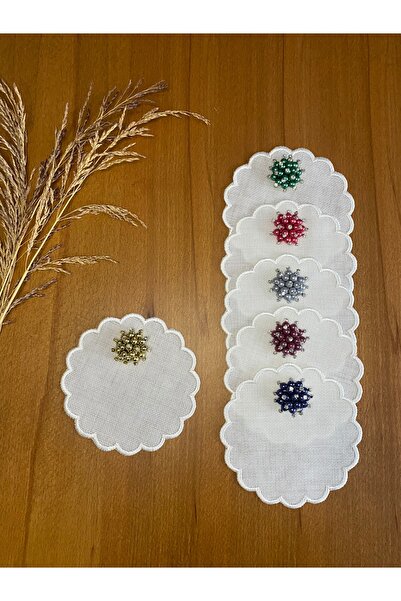 Smiling Home 6 komada Lan ekru boja, tratinčica Vezena obojene bisernice za k...