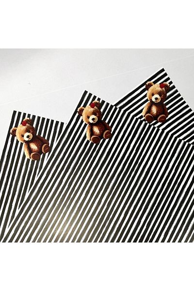 weloveis 50Mic Matte Porlize-10 Sheets Striped Teddy Bear Patterned Flower Bouquet Paper Gift