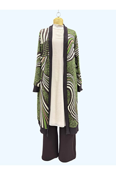 SEÇİL BÜYÜK BEDEN DESENLİ MİDİ BOY HIRKA