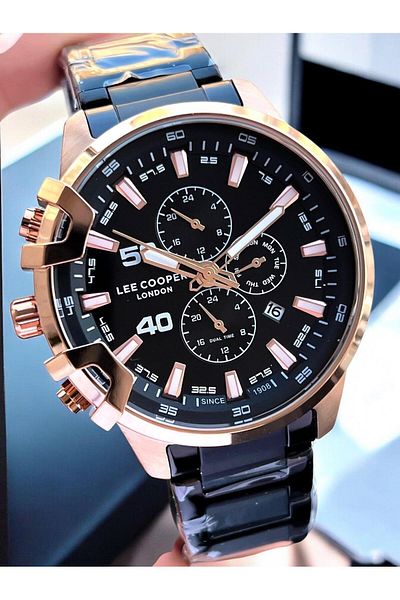 Lee Cooper 5 Atm Water Resistant Men's Wristwatch - Steel Band with Internal Functions Active Vs.Blkt.0026