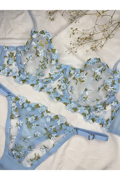 ROZENİN LINGERIE Set de sutien din tul fără cupă cu sârmă florală minusculă