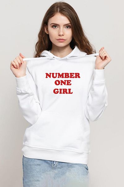 Tshirthane Rose Number One Girl White Women's 3Ip Hooded Sweatshirt