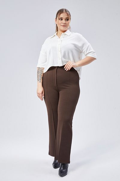 SYM High Waist Loose Leg Zipper Plus Size Women's Trousers