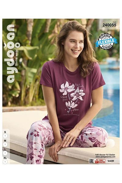 Aydoğan Squishy Elasticity: Women's Short Sleeve Sleepwear Set