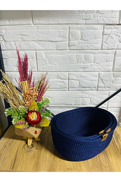 Metasupla Jüt  Hasır 3 lü Sepet Takımı  El Dokuma Çok Amaçlı Sepet Banyo ve M...