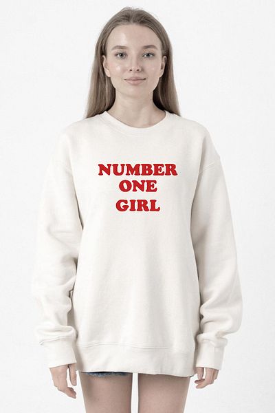 Tshirthane Rose Number One Girl White Women's 2Ip Sweatshirt