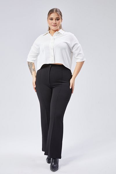 SYM High Waist Loose Leg Zipper Plus Size Women's Trousers