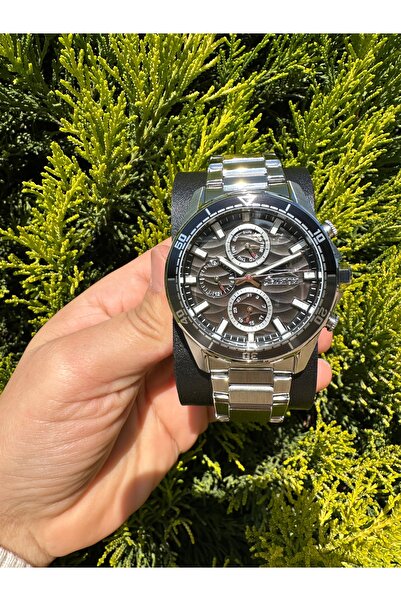 Slazenger 5 ATM Su Geçirmez Gümüş Kordonlu,Siyah-Füme Geçişli,Dalgalı Kadranl...