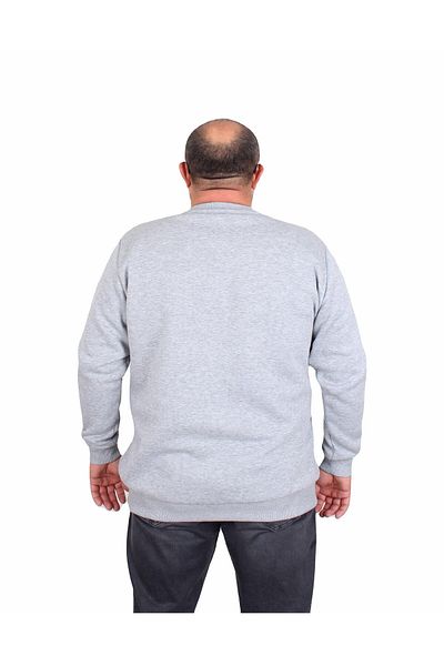 MocGrande Ανδρικό μεγάλο μέγεθος 3ip Sweat Respect - O-Neck, ΓΚΡΙ ΜΕΛΑΝΖ 24205